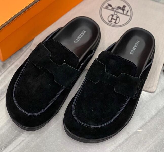 Мюли Hermès женский замша черный 109490