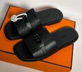 Мужские шлепки Hermès мужской кожа черный 121764-1