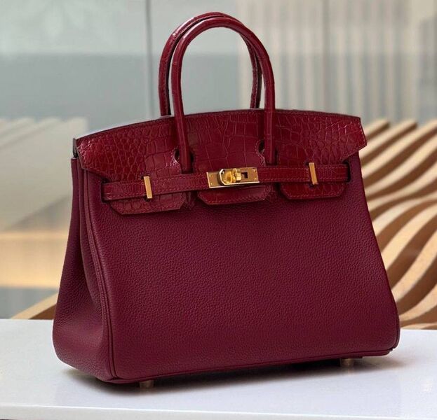 Сумка Hermès Birkin 25 женский кожа бордовый 196377