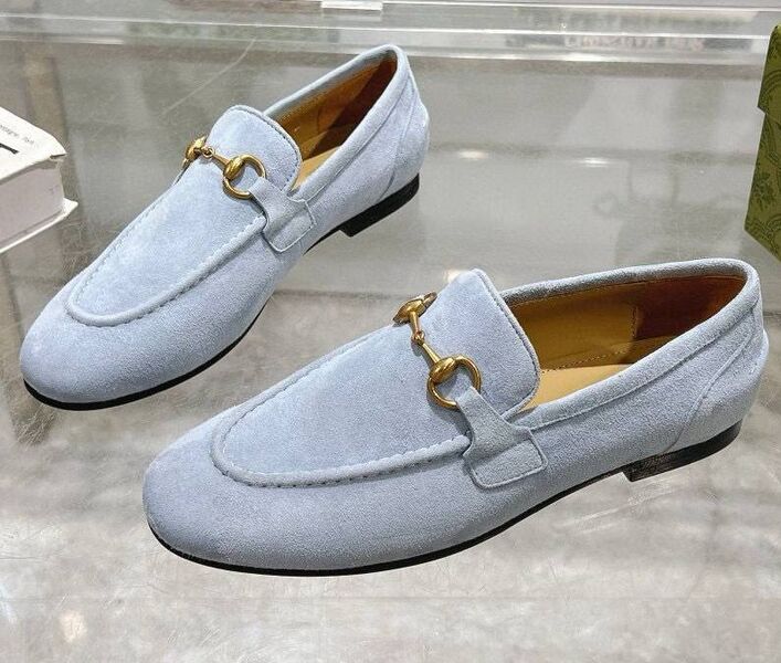 Лоферы Gucci женский замша бирюзовый 183098