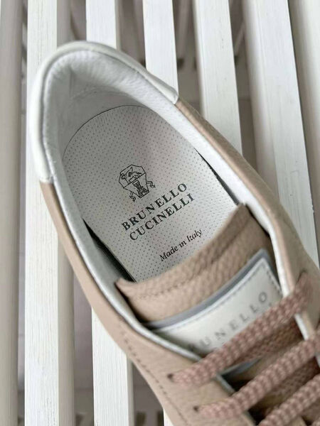 Мужские кеды Brunello Cucinelli мужской кожа бежевый 140590-8