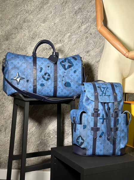 Дорожная сумка Louis Vuitton мужской кожа синий 121333-12