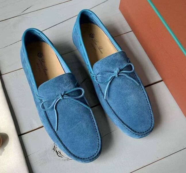 Мужские мокасины Loro Piana мужской замша бирюзовый 152226
