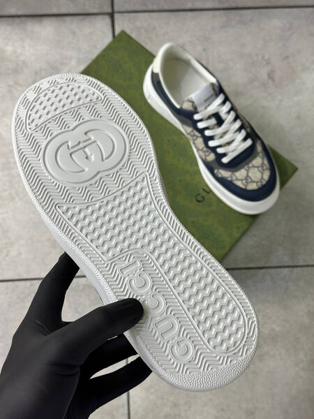 Мужские кеды Gucci мужской кожа графитовый 162455-6