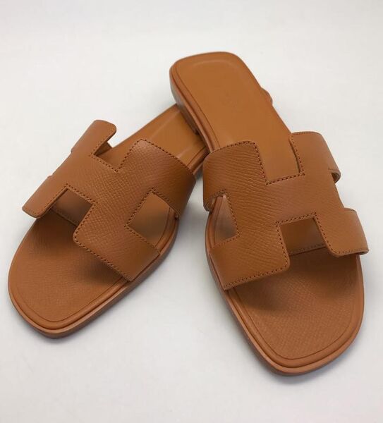 Шлепки Hermès женский кожа бежевый 88754