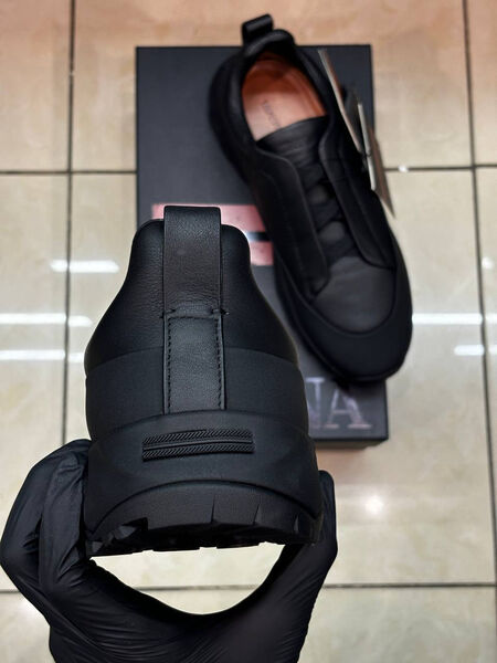 Мужские кроссовки Zegna мужской кожа черный 169130-9