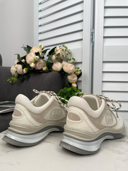 Кроссовки Gucci Run женский кожа белый 138968-4