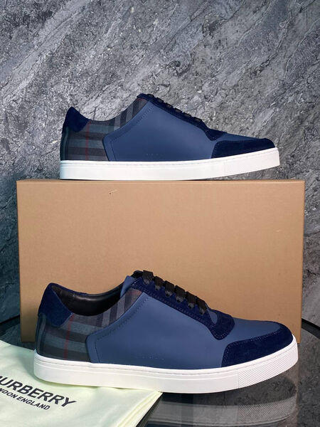 Мужские кеды Burberry мужской кожа синий 145692-3