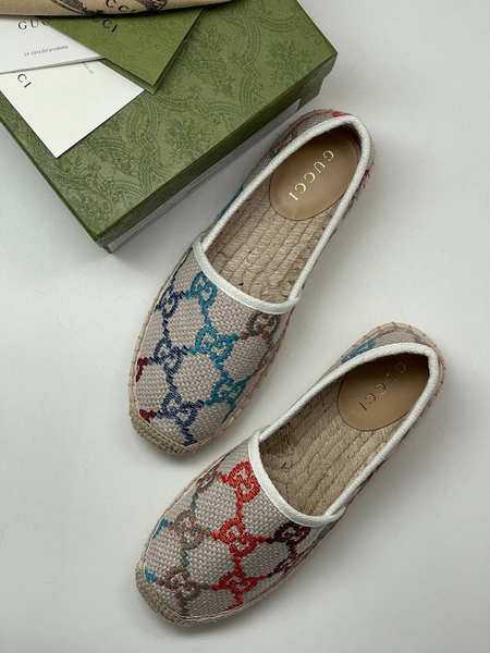 Эспадрильи Gucci женский текстиль бежевый 91376-5