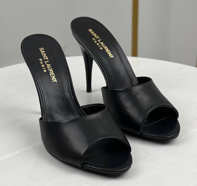 Шлепки Saint Laurent женский кожа черный 149722