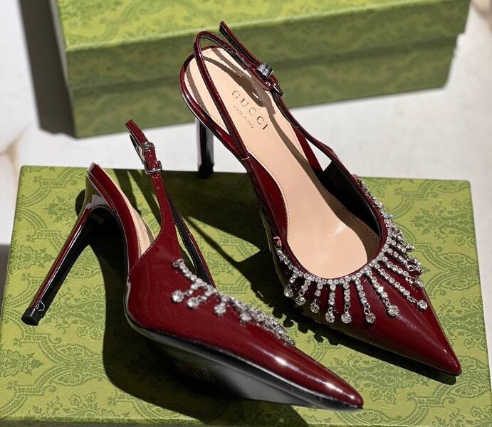 Туфли Gucci женский кожа бордовый 171028