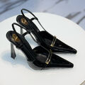 Туфли Saint Laurent женский кожа swift черный,белый 186276