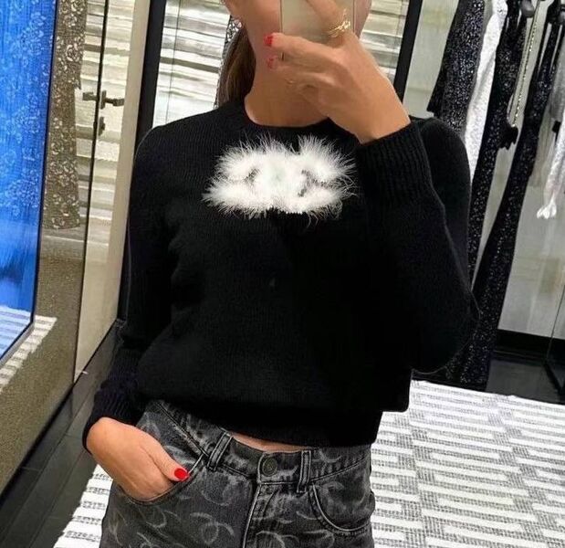 Свитер Chanel женский вязаная ткань черный 129223