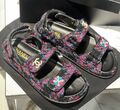 Сандалии Chanel женский текстиль розовый 109684-1