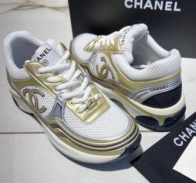 Кроссовки Chanel женский кожа бронзовый 101712