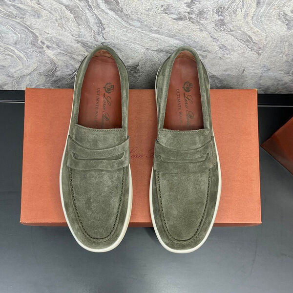 Мужские лоферы Loro Piana мужской замша болотный 112622-2