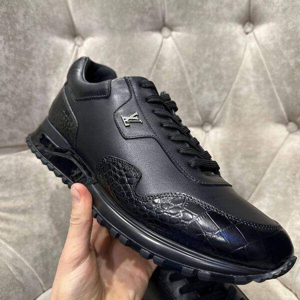 Мужские кроссовки Louis Vuitton мужской кожа черный 140506-2