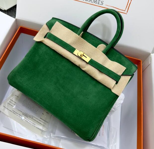 Сумка Hermès Birkin 25 женский замша болотный 155727