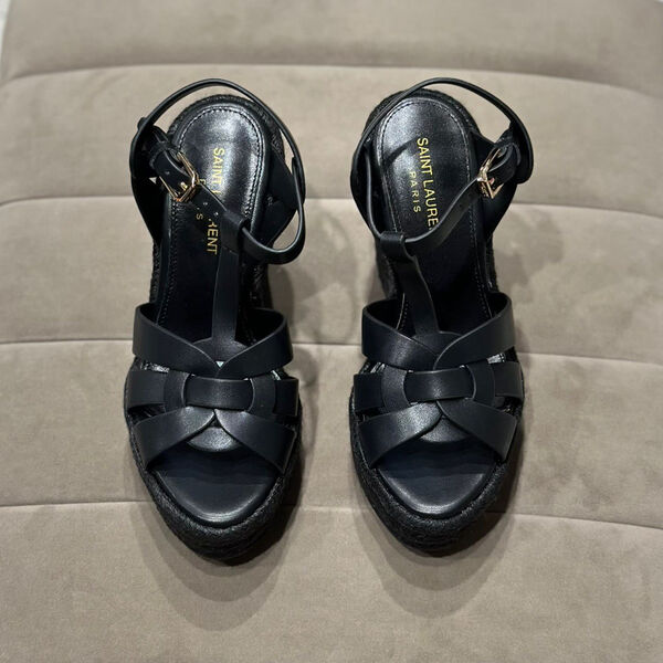 Босоножки Saint Laurent женский кожа черный 122195-3