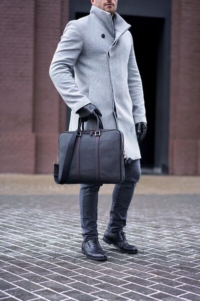 Мужской портфель Hermès мужской кожа черный 52077-2