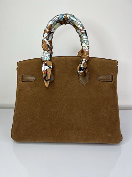 Сумка Hermès Birkin 30 женский замша бежевый 140083-3