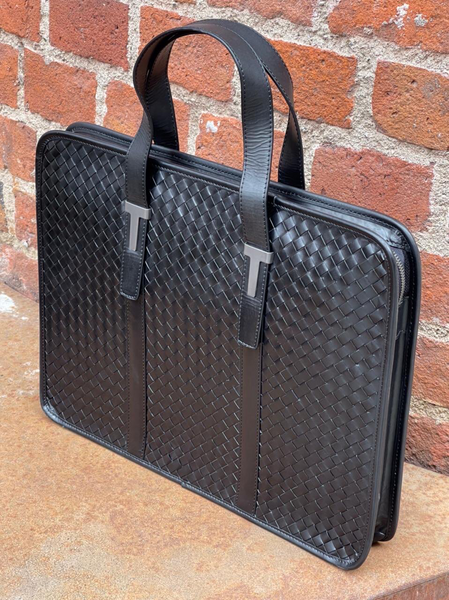 Мужской портфель Bottega Veneta мужской кожа черный 52035-2