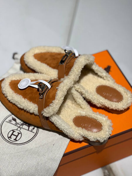 Мюли Hermès женский замша бежевый 128298-6