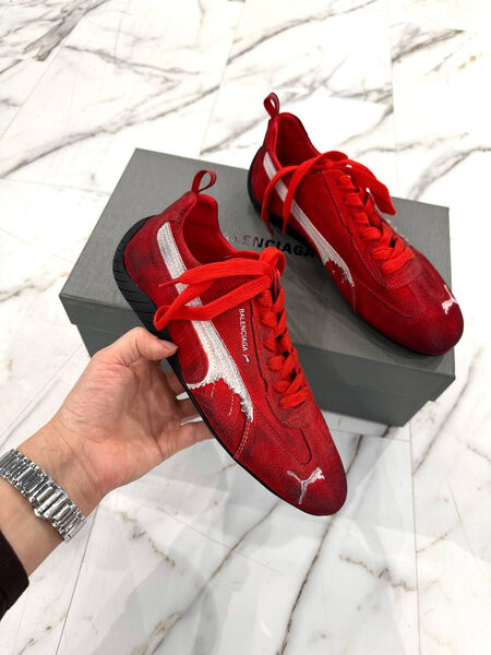 Кроссовки Balenciaga Puma женский замша бордовый 188035-2
