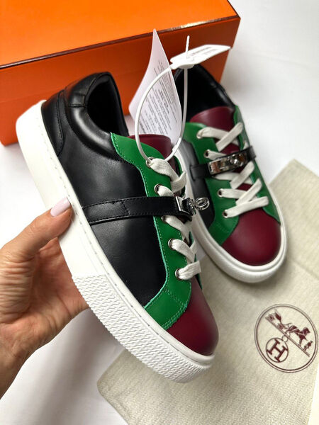 Кеды Hermès женский кожа черный 121454-2