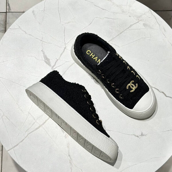Кеды Chanel женский текстиль черный 142621