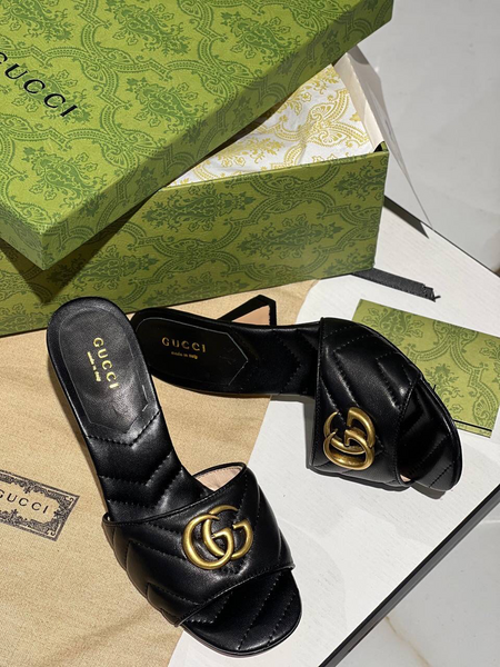 Босоножки Gucci женский кожа черный 12255-3
