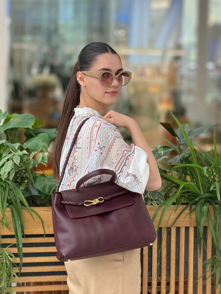 Сумка Bottega Veneta женский кожа бордовый 193889-3