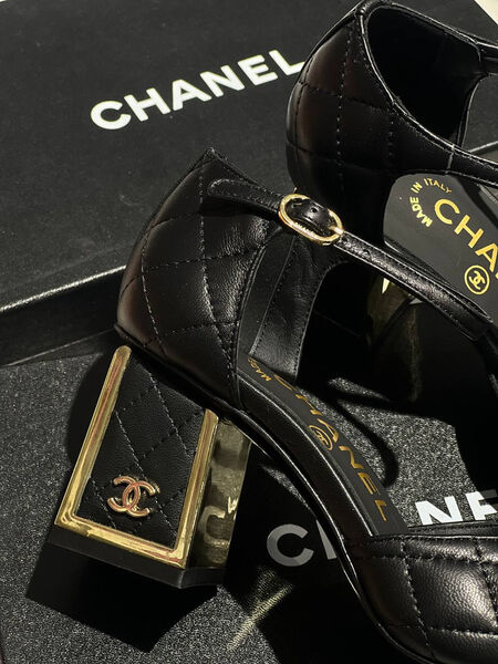 Туфли Chanel женский кожа черный 163296-2