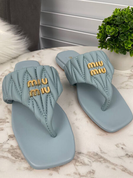 Шлепки Miu Miu женский кожа бирюзовый 148342-3