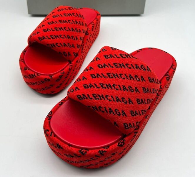 Шлепки Balenciaga женский ткань бордовый 109317