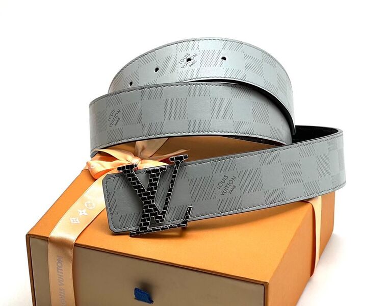 Мужской ремень Louis Vuitton мужской кожа графитовый 52966