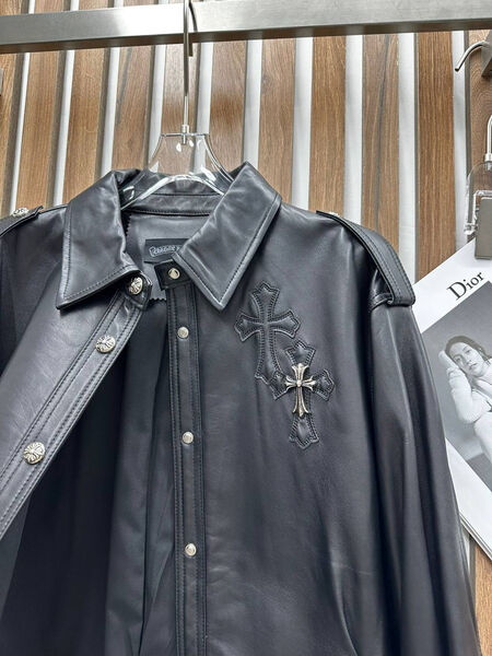 Рубашка Chrome Hearts женский кожа черный 158331-4