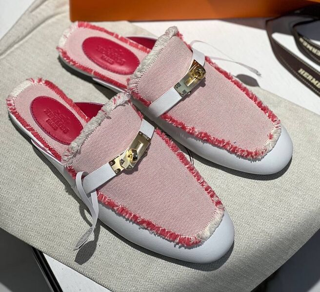 Сабо Hermès женский текстиль розовый 113904