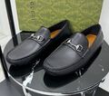Мужские мокасины Gucci мужской кожа swift черный,серебристый 195732