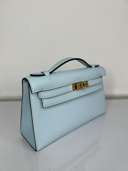 Сумка Hermèskelly 20 Pochette женский кожа бирюзовый 138056-2