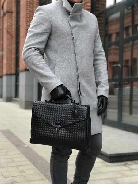 Мужской портфель Bottega Veneta мужской кожа черный 62002-3