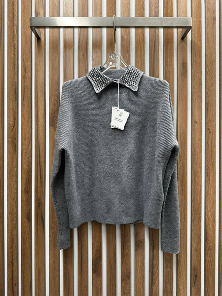 Кофта Brunello Cucinelli женский вязаная ткань графитовый 128812