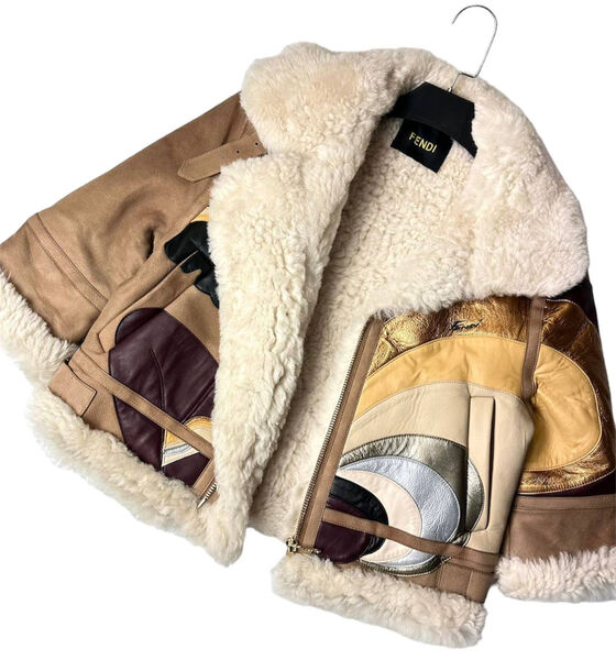 Дубленка Fendi женский бежевый 128666