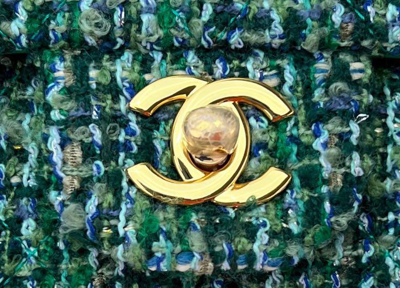 Сумка Chanel 2.55 женский твид болотный 129077-10