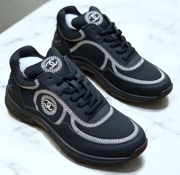 Кроссовки Chanel женский нубук черный 156407