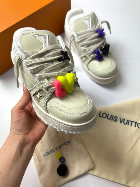 Кроссовки Louis Vuitton женский кожа бежевый 110528-2