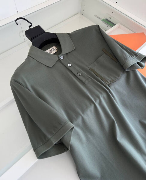 Мужское поло Hermès мужской болотный 142775-3