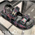 Сандалии Chanel женский текстиль розовый 109684-2