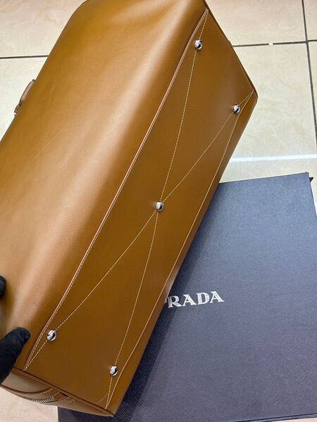 Дорожная сумка Prada мужской кожа горчичный 19283-9