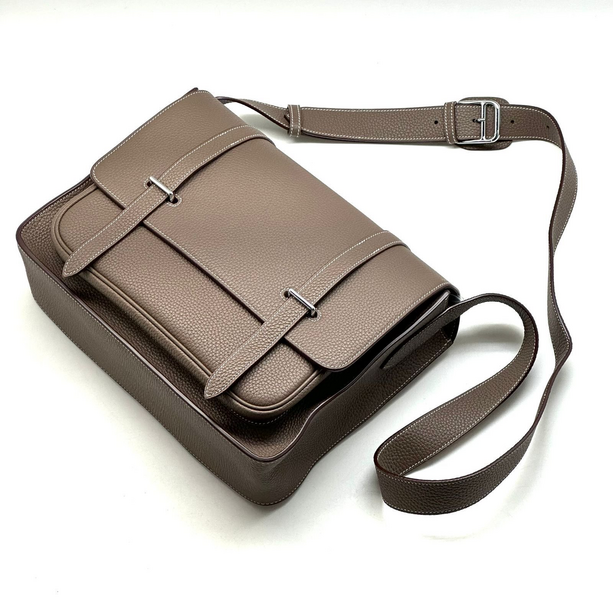Мужская сумка мессенджер Hermès мужской кожа графитовый 93003-2
